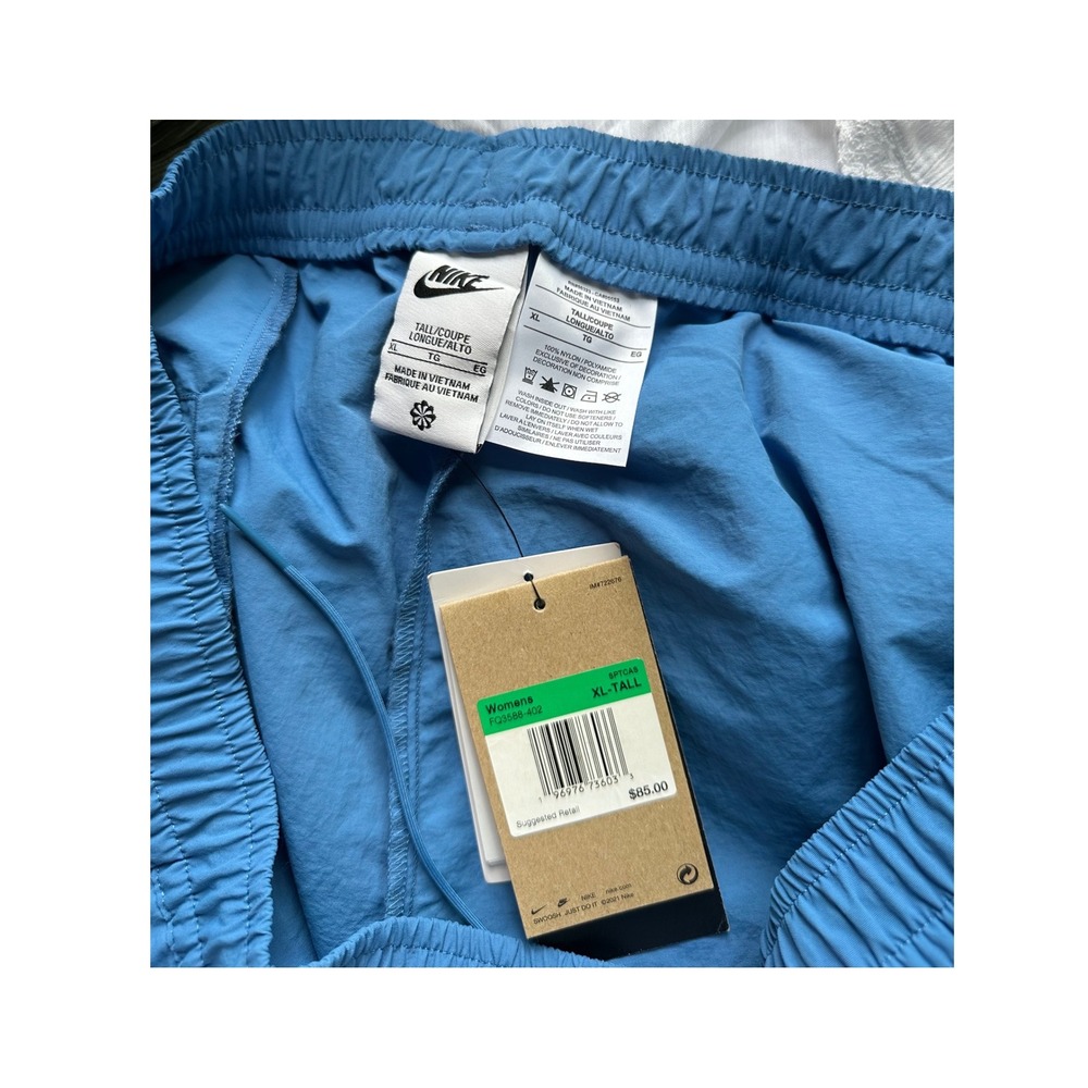 Nike Sportswear Essential Woven Pants Blue Wide Leg Pleated XL Tall Trackpants - Picture 3 of 3